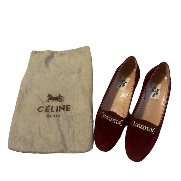 Vintage Celine Burgundy Suede Pumps Size 38.5 - Picture 2 of 8